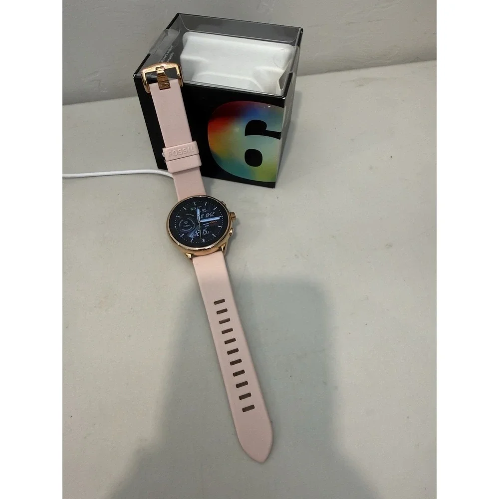 Fossil Gen 6 Smartwatch FTW4071 Rose Gold Pink 42mm Women Wear OS GPS Excellent